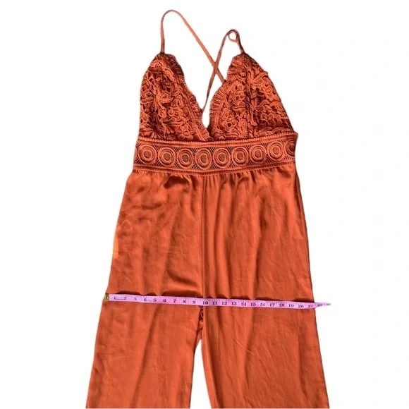 Gorgeous Blashe Orange Wide Leg Open Back Jumpsuit - Picture 6 of 12
